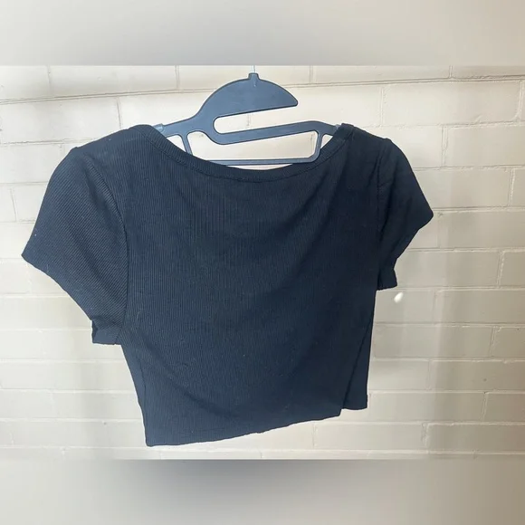 Cider Black Ribbed Button-Up Top - Picture 3 of 3